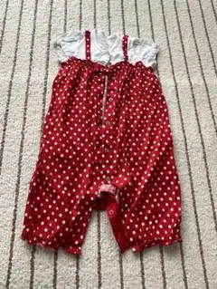 ミキハウス　赤・白水玉ロンパース・カバーオール　おしゃれ着　80cm