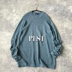 PLST プラステ リネンコットン サマーニットくすみブルー クルーネックのサムネイル