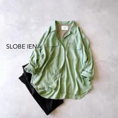 スローブイエナ リネンレーヨン シャツ ジャケット 羽織り パステルグリーン