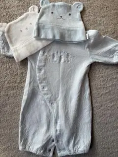 ロンパース　新生児　クマ耳帽子セット