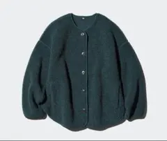 ユニクロ　ボアフリース　リラックスカーディガン　ダークグリーン　Lサイズ