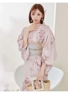 即日発送 Sugar くすみピンクアンティークフラワー浴衣 セット