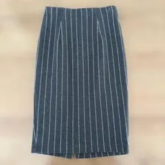 Vis ダークグレー ストライプ タイトスカートS
