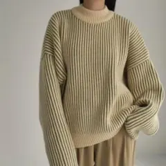 selectMOCA ニット バイカラー リブ編み オーバーニット 秋冬ニット