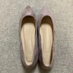 ピンク　紫　パンプス　ベロア　25.5cmのサムネイル