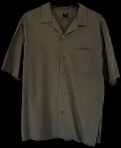 【Lサイズ】ユニクロ オープンカラーシャツ オリーブ カーキ