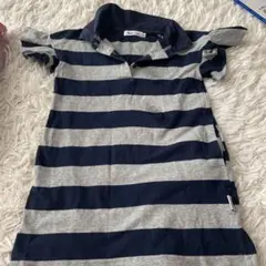 Noell ネイビーグレー ストライプ 半袖ワンピース