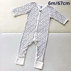 PETITBATEAU プチバトー　足付き長袖ロンパース　花柄　6m/67cm