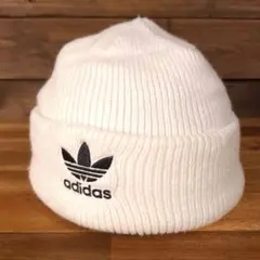 adidas アディダス 刺繍トレフォイル ニット帽 ビーニー ホワイト 白