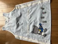 保育士エプロンこぐまちゃんエプロン 水色 花柄 くまのサムネイル
