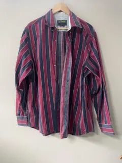 【値下げ交渉可】usa古着 赤と紺のストライプ長袖シャツ オーバーサイズ