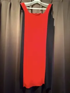 MM6 ノースリーブ ひざ丈ワンピース 赤黒