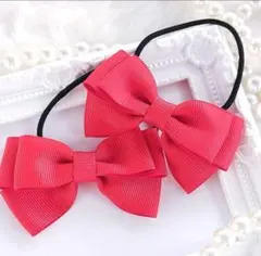 SALE (19) 赤リボン ヘアゴム♡ ハンドメイド なりきり 推し メンカラ