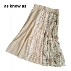 美品！as know as プリーツ スカート 花柄 ドット