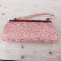 花柄オレンジ系和装用バッグ