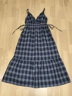GU チェックキャミソールワンピース BULE