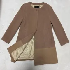 UNTITLED ノーカラー ロングコート ベージュ ブラウン アルパカ混 M