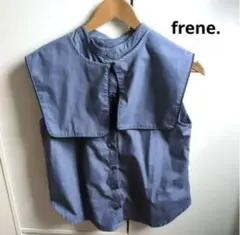 frene. ノースリーブ ブラウス ブルー