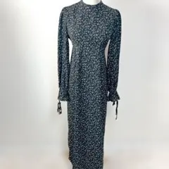 ジュノア FILLOU スタンドカラーフラワープリントワンピース M 花柄