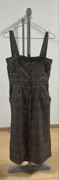 キャミワンピース ジャンパースカート チェック ワンピース