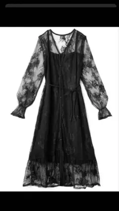 レース ブラック ワンピース 長袖