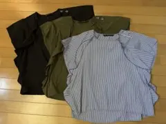 ZARA BASIC 半袖フリルトップス 3色セット L