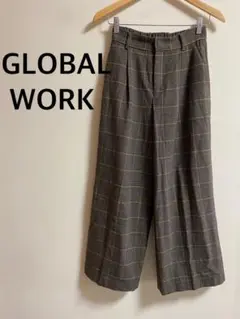 GLOBAL WORK グローバルワーク　チェック柄 ワイドパンツ　S