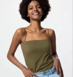 エアリズムコットンブラチューブトップ　オリーブ　カーキ　ユニクロ　Sサイズ