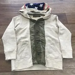 デニムダンガリー フード裏ボアスエットジャケット120