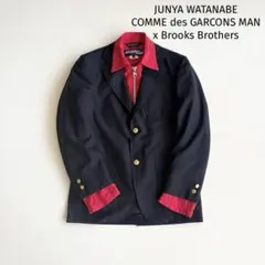 希少 【ジュンヤワタナベ ブルックスブラザーズ】紺ブレ ジップ 異素材ドッキング