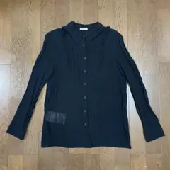 極美品 miumiu フリル シアー 長袖シャツ ブラック 38のサムネイル