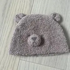 クマ耳付きベビー帽子 グレー
