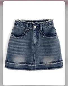 インパン裏地付きフリンジデニムミニスカート