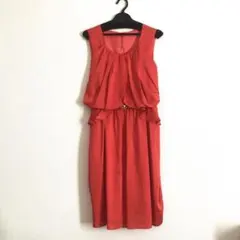 ドレスワンピ　朱色
