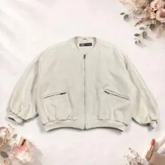 【M】ザラ MA-1風 ブルゾン アイボリー ボンバージャケット オーバーサイズ