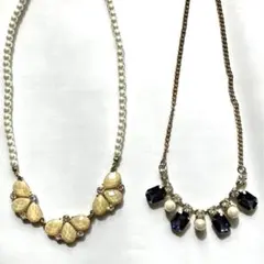 【平成レトロ】ネックレス　パール　ラインストーン　キラキラ　パープル