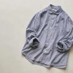 le Glazik 丸襟 コットン タイプライター ストライプ シャツ 日本製のサムネイル