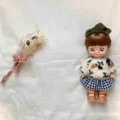 メルちゃんソランちゃん　お花ボアトレーナー＆ギンガムスカートとヘアバンド