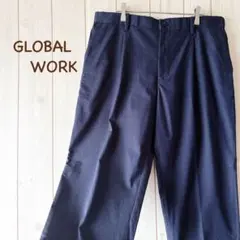 ＊GLOBAL WORK＊ストレッチスラックス 春夏 綿 XL ネイビーのサムネイル