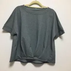 グレー 半袖 カットソー ドロップショルダー