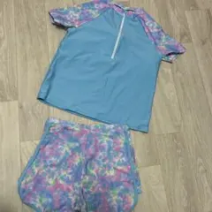 水着上下セット 水色・タイダイ柄