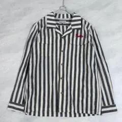 ROTAR 羅紋 條紋 亞麻 長袖襯衫 刺繡標誌 開領