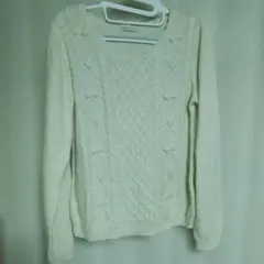 earth music & ecology アイボリー ケーブルニットセーター