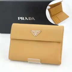✨未使用に近い✨ PRADA ミニ財布 サフィアーノ 三角プレート 折り財布