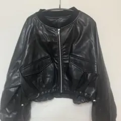 【新品】合成皮革 ボンバージャケット ブラック