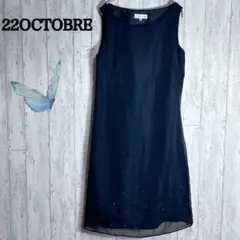 ヴァンドゥーオクトーブル/ノースリーブワンピース/ブラック/黒/シフォン/小花柄