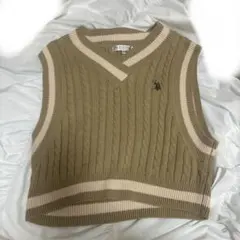 U.S. POLO ASSN. ベージュV ネックニットベストF
