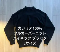 カシミア100% プルオーバーニット ハイネック ブラック セーター Lサイズ