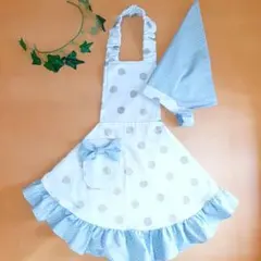 姫エプロン ふんわり水玉 ３点セット 110-130
