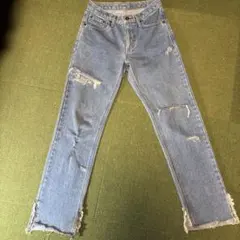 EDWIN ダメージ加工 ライトブルーデニム